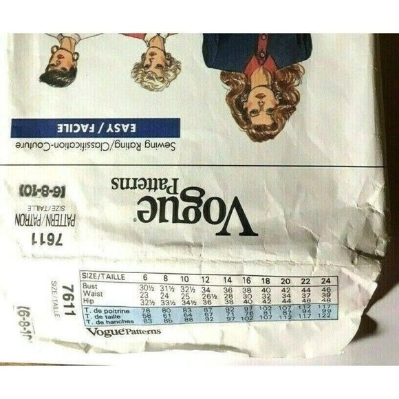 Sewing Pattern Vogue 7611 Misses Top Skirt Size 6-8-10 Easy Uncut Vintage - Picture 3 of 5
